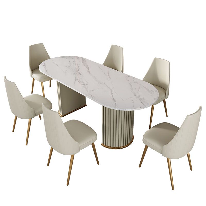 Double Pedestal Dinner Table Traditional Luxury Oval Dining Table for Home Clearhalo 'Dining Tables & Seating' 'Dining Tables' 'dining_table' 'furn' 'furn_dining_table' 'Furniture' 'furniture_dining_table' 'Kitchen & Dining Furniture' 'kitchen' 'kitchen_dining_table' 1200x1200_bad2d70a-a526-43a5-a1e9-87855aede7cf