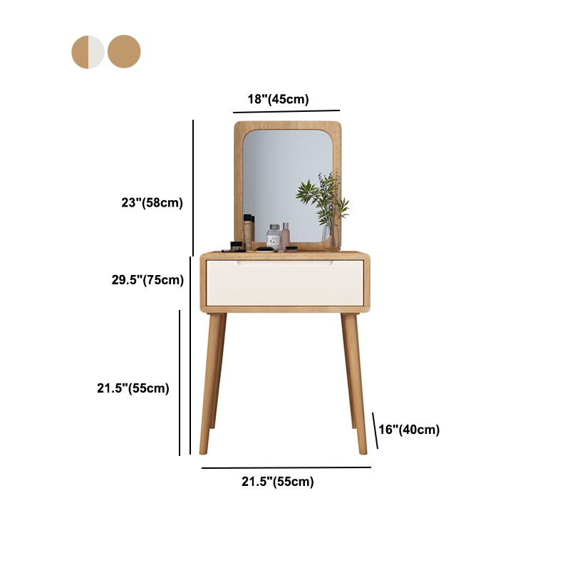Table de bureau de vanité de maquillage scandinave en blanc et brun pour la chambre