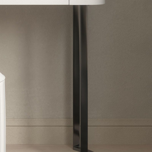 Moderna mesa de piedra de tocador de tocador de dos cajas modernas en blanco con taburetes