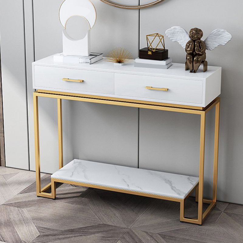 長方形の形状現代コンソール表2引き出し木材コンソールソファテーブル