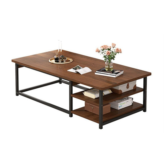 Tavolo da cocktail di caffè rettangolare moderno con scaffali di stoccaggio