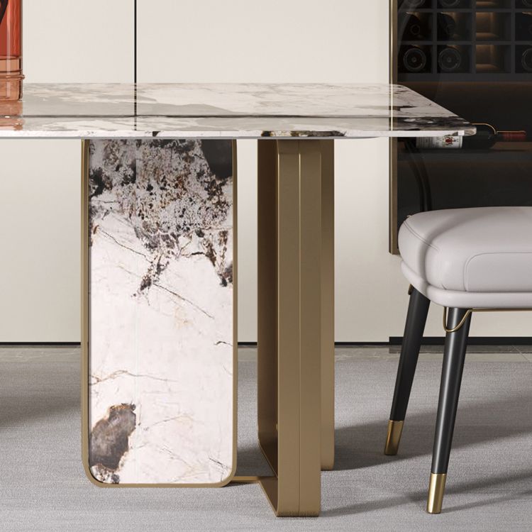 Rectangle Stainless Steel Dining Site Table Traditional Luxury Dinette Table for Home Clearhalo ' dining_table' 'Dining Tables & Seating' 'Dining Tables' 'furn' 'furn_dining_table' 'Furniture' 'furniture_dining_table' 'Kitchen & Dining Furniture' 'kitchen&dining_furn' 'kitchen' 'kitchen_dining_table' 1200x1200_bad63cb2-0075-452b-a26c-dcc8bd32134d