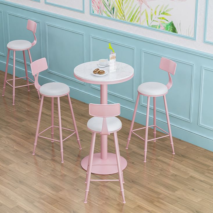 Industrial Metal Pink Bar Table Marble White 23.6"W Top Bistro Table for Cafe Clearhalo 'Bar Furniture' 'Bar Tables' 'bar_tables' 'furn' 'furn_bar_tables' 'Furniture' 'furniture_bar_tables' 'Kitchen & Dining Furniture' 'kitchen&dining_furn' 'kitchen' 1200x1200_bad65485-5395-412b-ae44-ce20b0dedb22