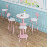 Industrial Metal Pink Bar Table Marble White 23.6"W Top Bistro Table for Cafe Clearhalo 'Bar Furniture' 'Bar Tables' 'bar_tables' 'furn' 'furn_bar_tables' 'Furniture' 'furniture_bar_tables' 'Kitchen & Dining Furniture' 'kitchen&dining_furn' 'kitchen' 1200x1200_bad65485-5395-412b-ae44-ce20b0dedb22