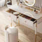 Glam Make-up Vanity with 2 Storage Drawers White Wood Vanity Set, 15.74" Wide