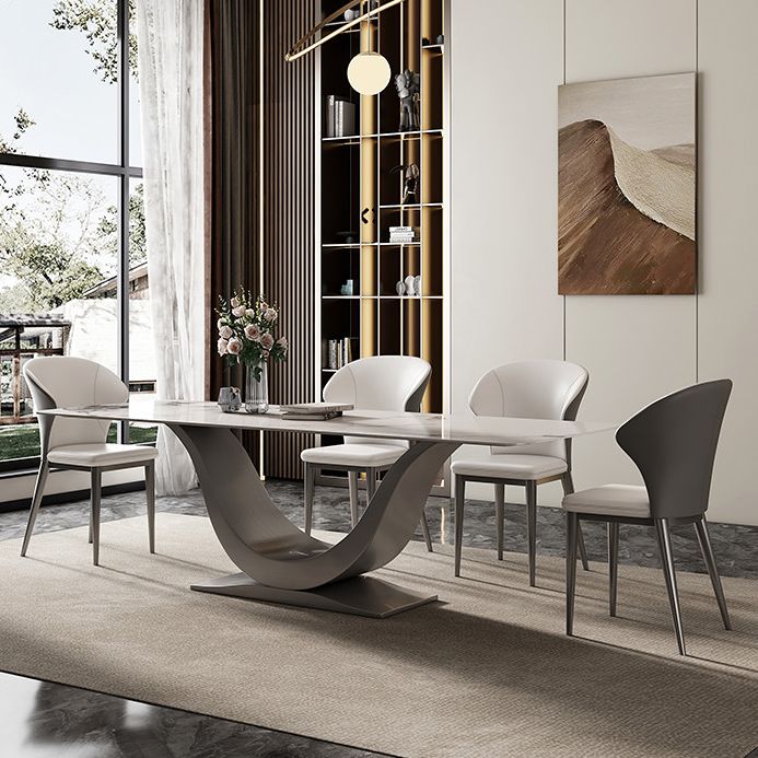Moderne stijl voetstuk eettafel gesinterde stenen rechthoekige tafel voor thuis