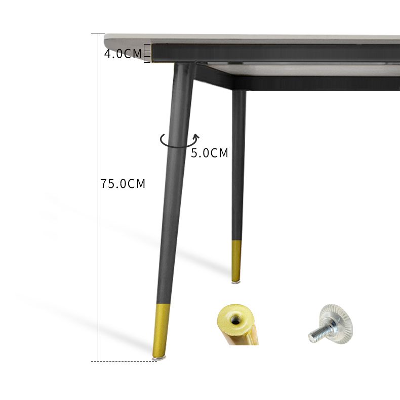 Metal and Stone Table Glam Style Simple Family Rectangular Dining Table Clearhalo 'Dining Tables & Seating' 'Dining Tables' 'dining_table' 'furn' 'furn_dining_table' 'Furniture' 'Kitchen & Dining Furniture' 1200x1200_bada822c-4dab-4b0e-b7e4-4247ad9dea46