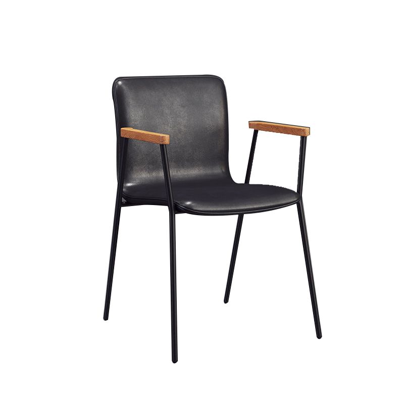 Industrial Metal Chair Dining Room Faux Leather Upholstered Arm Chair Clearhalo 'Dining Chairs' 'Dining Tables & Seating' 'dining_chair' 'furn' 'furn_dining_chair' 'Furniture' 'Kitchen & Dining Furniture' 1200x1200_badaa90f-3a47-43e6-bcbd-66258cb0aa88
