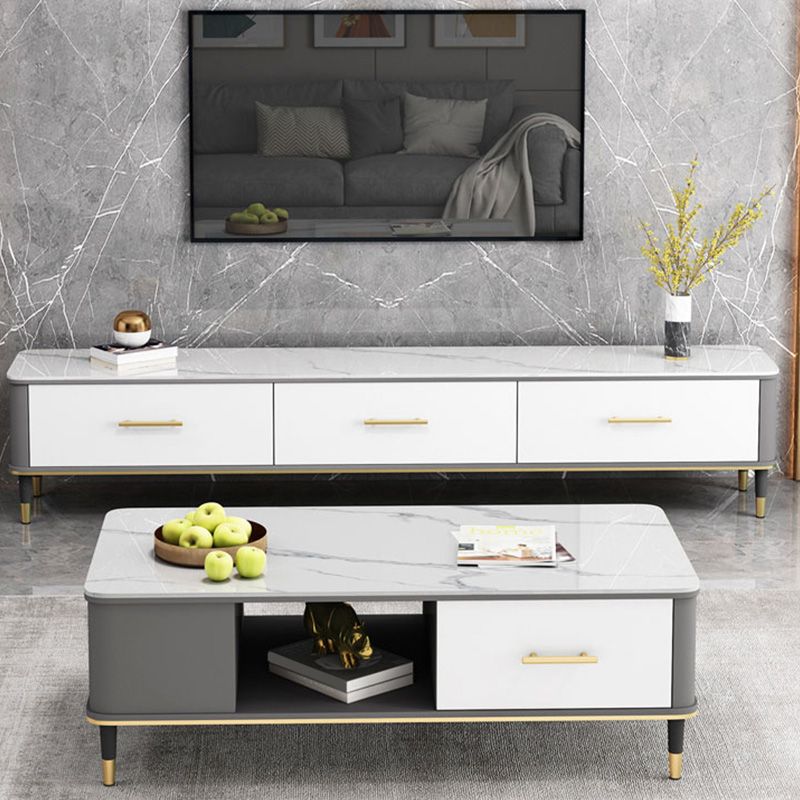 Stone TV Stand Console Contemporary Media Console with 3 Drawers Clearhalo 'furn' 'furn_tv_stands_entertainment_centers' 'Furniture' 'Living Room Furniture' 'TV Stands & Entertainment Centers' 'TV Stands & Media Storage Furniture' 'tv_stands_entertainment_centers' 1200x1200_badac3a3-f8f1-4d2f-a896-ac57ec4e77d8