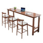 Modern Rectangle Bar Table Solid Wood Fixed Bistro Bar Desk with Footrest