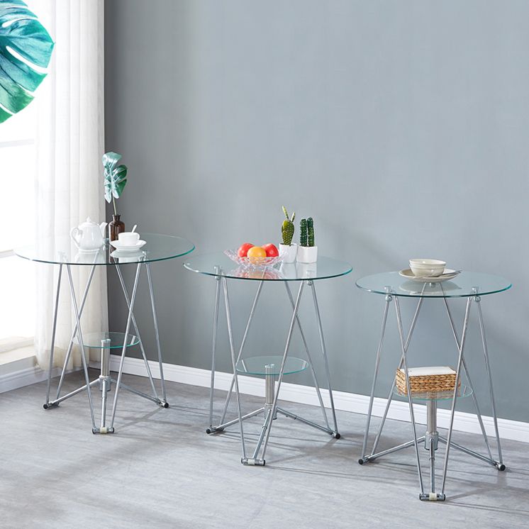 Round Tripod Dining Site Table Metal Dinette Table with Tempered Glass Clearhalo ' dining_table' 'Dining Tables & Seating' 'Dining Tables' 'Furniture' 'furniture_dining_table' 'Kitchen & Dining Furniture' 'kitchen&dining_furn' 'kitchen' 'kitchen_dining_table' 1200x1200_badcff4d-4673-433f-a006-3d0a08849f05