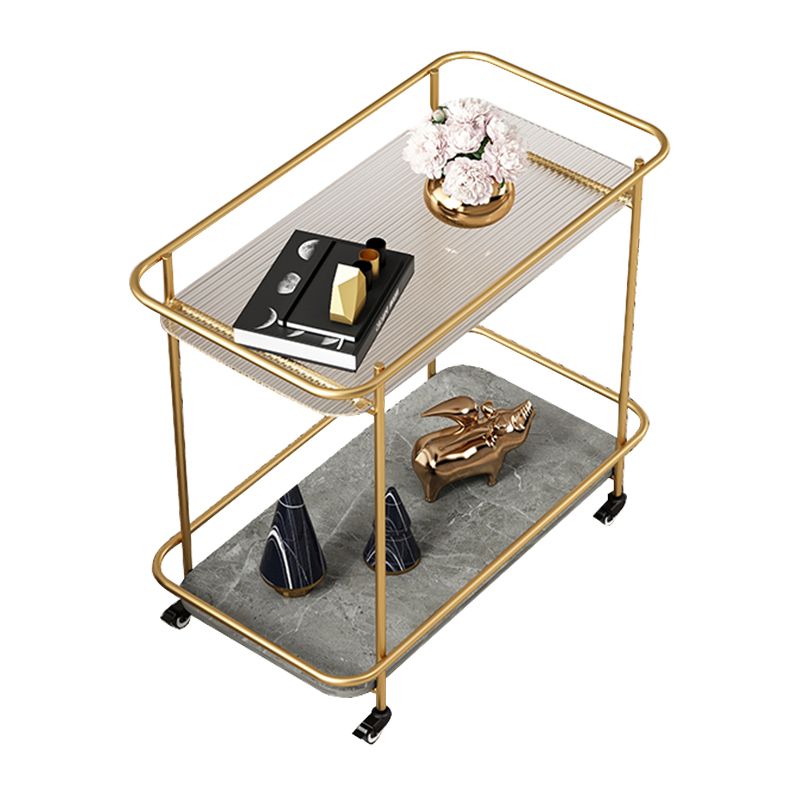 Modern 23.6" Rectangular Glass Top Side Table Metal Frame End Table with Shelf