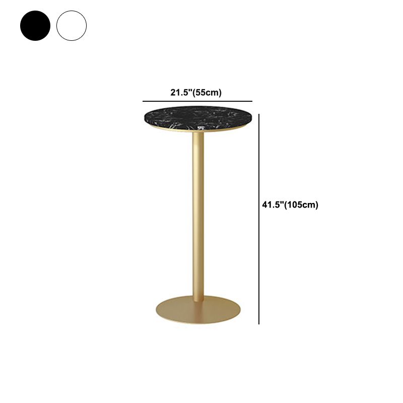 Glam Faux Marble Bar Table 41.3"H Pedestal Bar Height Cocktail Table with Metal Base Clearhalo 'Bar Furniture' 'Bar Tables' 'bar_tables' 'furn' 'furn_bar_tables' 'Furniture' 'Kitchen & Dining Furniture' 1200x1200_bade5bfa-30d7-485b-a74a-07f325f44917