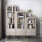 Modern Wooden Bookcase Standard Closed Back White/Champagne Bookshelf for Home Office