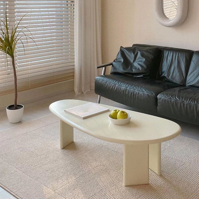 Contemporary Beige Coffee Table with 3 Legs in Wood Coffee Cocktail Table
