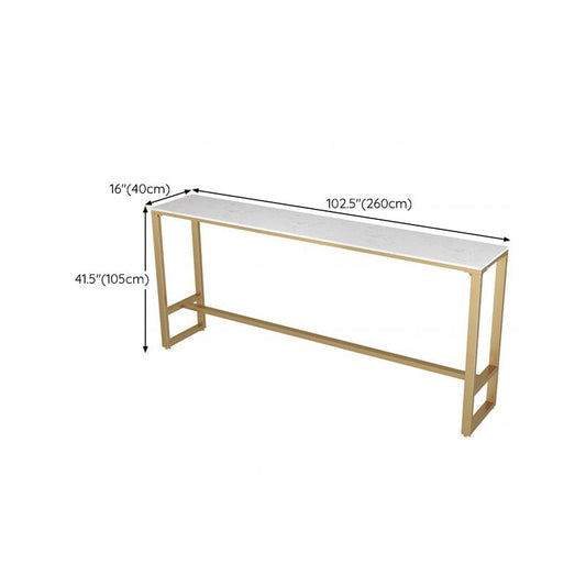 グラムスタイルバーテーブルフェイクマーブル長方形バーワインテーブルフットレスト付き