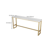 Glam -stijl balktafel Faux Marble Rectangle Bar Wijntafel met voetsteun