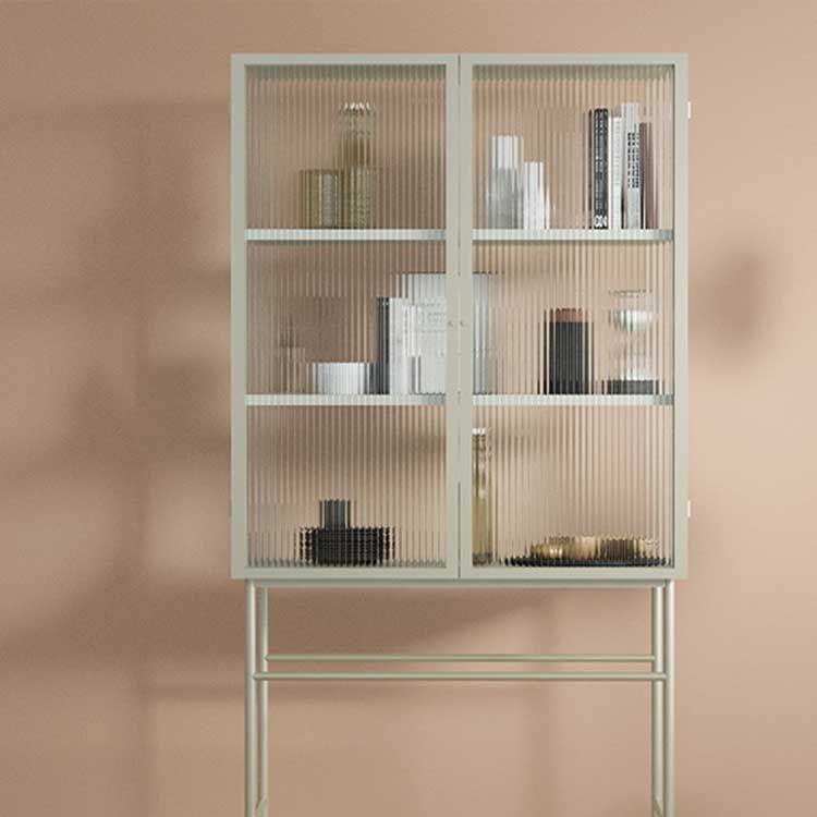 Modern Metal Buffet Sideboard 2 Doors Buffet Server for Dining Room,27.5"L x 13"W x 61"H Clearhalo 'buffet_sideboard' 'Buffets & Sideboards' 'furn' 'furn_buffet_sideboard' 'Furniture' 'Kitchen & Dining Furniture' 1200x1200_bae2069f-5937-46c3-90bf-31acfb79f346