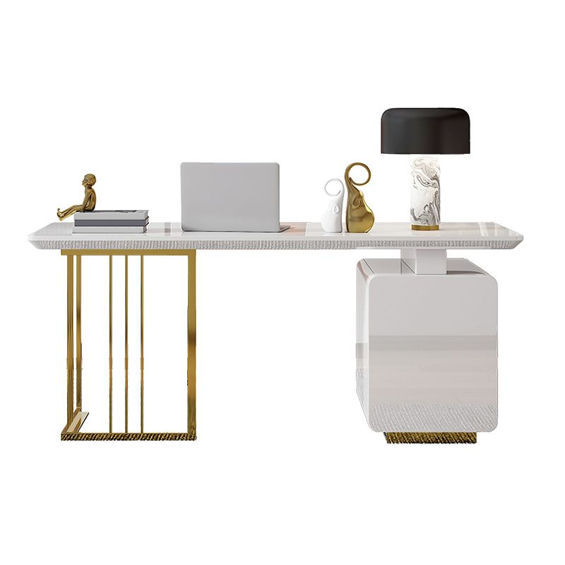 Modern Glass Office Working Table Rectangle Writing Desk with Drawers Clearhalo 'furn' 'furn_office_desk' 'Furniture' 'Office Desks' 'Office Furniture' 'office_desk' 1200x1200_bae23185-2f55-4c71-bbb2-6c87aefeecb0