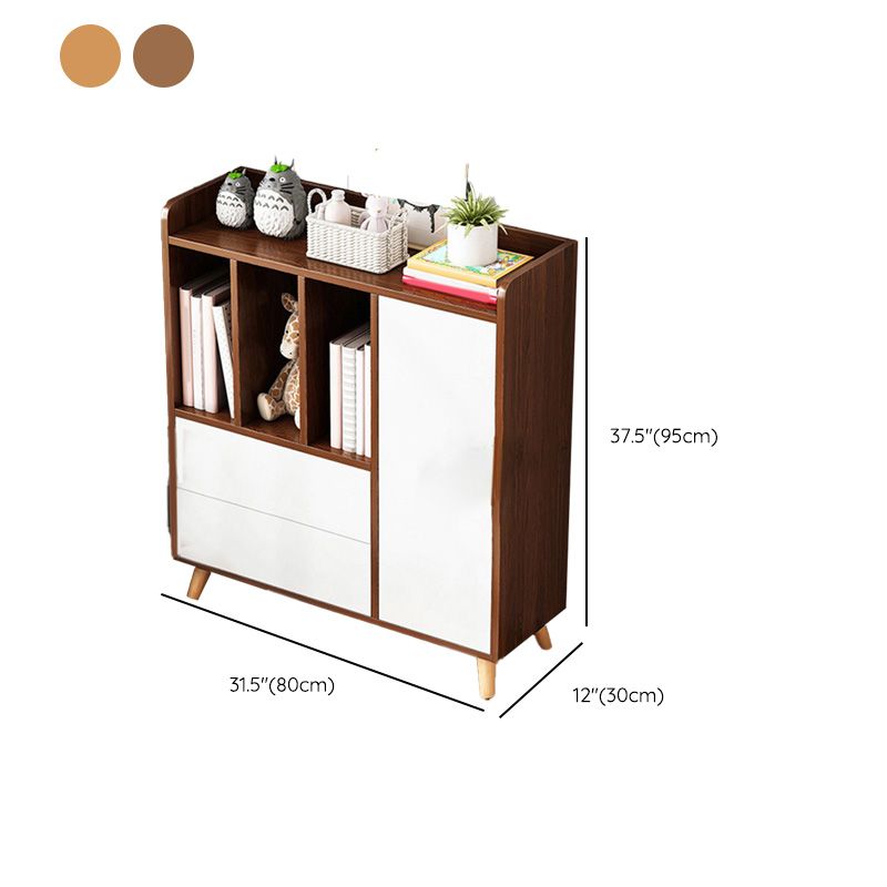 Contemporary Wooden Cabinet with Shelves and Drawers and Straight Legs