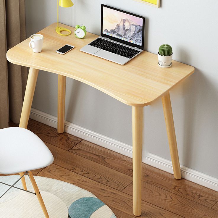 28.35-inch lange houten schrijfbureau gebogen moderne kantoorbureau met Parsons-basis