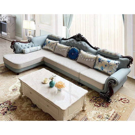 133.86"L x 74.8"W x 47.24"H Glam 5-Seat Cushion Back Sectional Rolled Arm Sofa and Chaise Clearhalo 'furn' 'furn_sectionals' 'Furniture' 'furniture_sectionals' 'Living Room Furniture' 'Sectionals' 1200x1200_bae36bbc-2bcf-4db1-b642-0a099347c2df