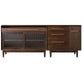 Pine Wood Living Room Sideboard Cabinet Modern Credenza with Drawers and Glass Door Clearhalo 'buffet_sideboard' 'Buffets & Sideboards' 'furn' 'furn_buffet_sideboard' 'Furniture' 'furniture_buffet_sideboard' 'Kitchen & Dining Furniture' 1200x1200_bae36f1c-842a-4baf-9e29-376b5fb2ba0a