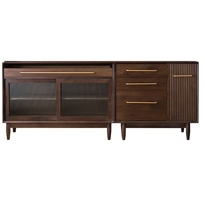 Pine Wood Living Room Sideboard Cabinet Modern Credenza with Drawers and Glass Door Clearhalo 'buffet_sideboard' 'Buffets & Sideboards' 'furn' 'furn_buffet_sideboard' 'Furniture' 'furniture_buffet_sideboard' 'Kitchen & Dining Furniture' 1200x1200_bae36f1c-842a-4baf-9e29-376b5fb2ba0a