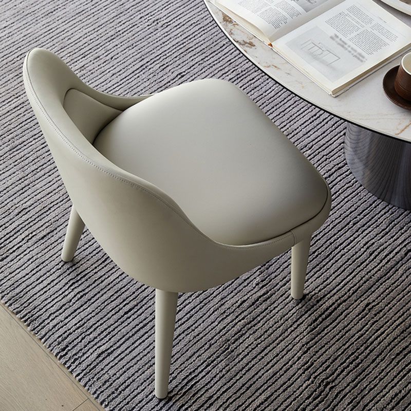 Eigentijds ontwerp armloze vaste stoel voor lederen eetkamerstoelen