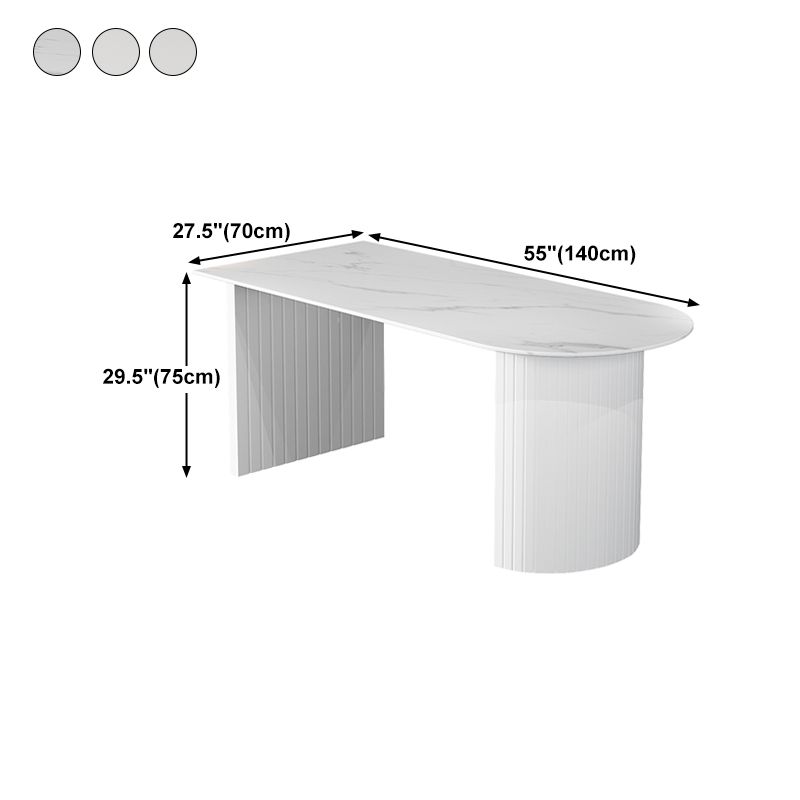 Modern Oval Dining Table Wood Double Pedestal Home Kitchen Dinner Table in White Clearhalo 'Dining Tables & Seating' 'Dining Tables' 'dining_table' 'furn' 'furn_dining_table' 'Furniture' 'furniture_dining_table' 'Kitchen & Dining Furniture' 'kitchen' 'kitchen_dining_table' 1200x1200_bae40b7c-0841-47cf-a37a-9a091640ae95