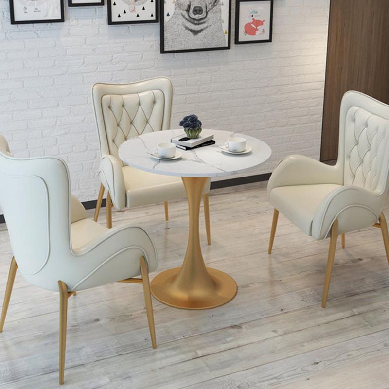 White Table Traditional Luxury Round Dining Table with Tulip Base