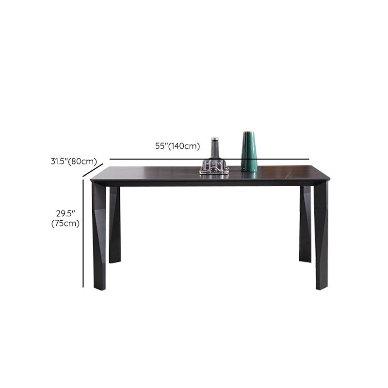 Industrial Dining Table Rectangle Stone Dinette Table in Black Clearhalo 'Dining Tables & Seating' 'Dining Tables' 'dining_table' 'furn' 'furn_dining_table' 'Furniture' 'Kitchen & Dining Furniture' 1200x1200_bae8404d-fa9d-4e26-b735-270edf414ee7