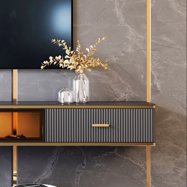 2 Drawers Glam Style TV Stand Stone Wall-mounted TV Cabinet with Door Clearhalo 'furn' 'furn_tv_stands_entertainment_centers' 'Furniture' 'Living Room Furniture' 'TV Stands & Entertainment Centers' 'TV Stands & Media Storage Furniture' 'tv_stands_entertainment_centers' 1200x1200_bae88a45-2473-43ad-ab29-513ffe4f0dd3