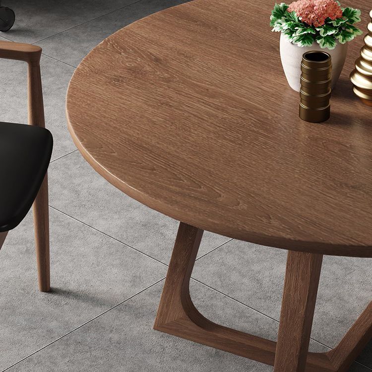 木製の椅子付きラウンドダイネットセット1/2/3/5 PCS茶色の木製ダイニングセット