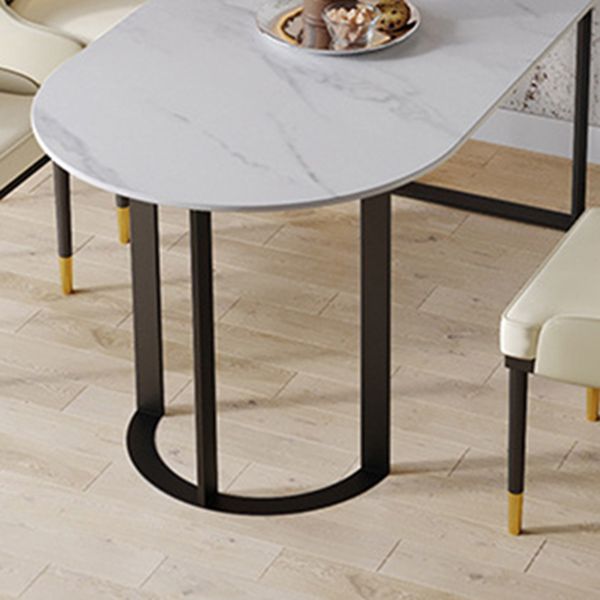 Contemporary Stone Dinner Table Double Pedestal Dining Room Table for Home Clearhalo ' dining_table' 'Dining Tables & Seating' 'Dining Tables' 'furn' 'furn_dining_table' 'Furniture' 'furniture_dining_table' 'Kitchen & Dining Furniture' 'kitchen&dining_furn' 'kitchen' 'kitchen_dining_table' 1200x1200_baea02e4-5bf9-4a2f-89cf-8d73caa90340