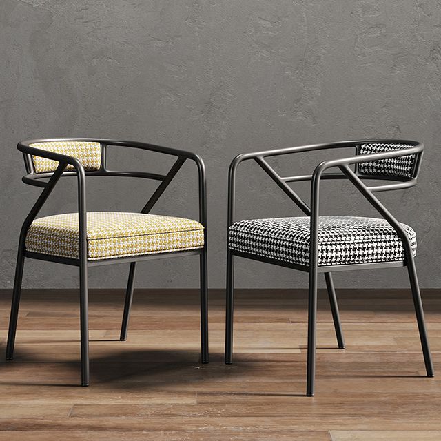 Glam Metal Arm Chair Open Back Dining Side Chair with Upholstered 21.6"x22.8"x29.5" Clearhalo 'Dining Chairs' 'Dining Tables & Seating' 'dining_chair' 'furn' 'furn_dining_chair' 'Furniture' 'furniture_dining_chair' 'Kitchen & Dining Furniture' 1200x1200_baebe7ca-8fa4-4d1e-810a-9586f8a17db8