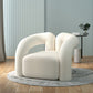 Modern White Tuxedo Arm Sofa Wool Statement Sofa for Living Room