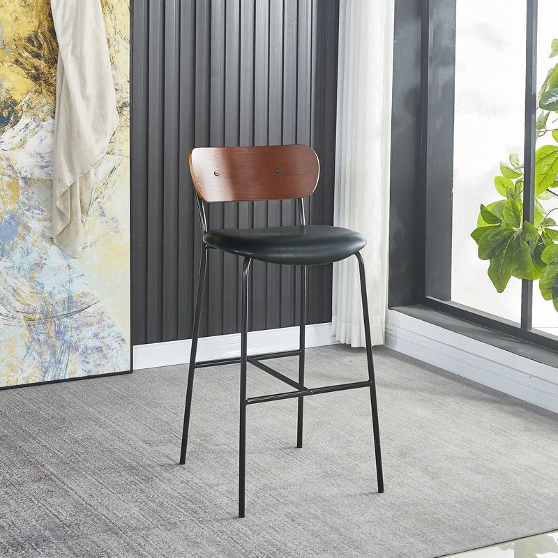 Scandinavian Black Iron Counter Stools Wood Low Back Bar Stools (Set of 2) Clearhalo 'Bar Furniture' 'Bar Stools' 'bar_stools' 'furn' 'furn_bar_stools' 'furniture_bar_stools' 'Kitchen & Dining Furniture' 'kitchen&dining_furn' 'kitchen' 'kitchen_furn' Furniture' 1200x1200_baed6bdb-9246-4bd8-9862-1e1d32e9047a