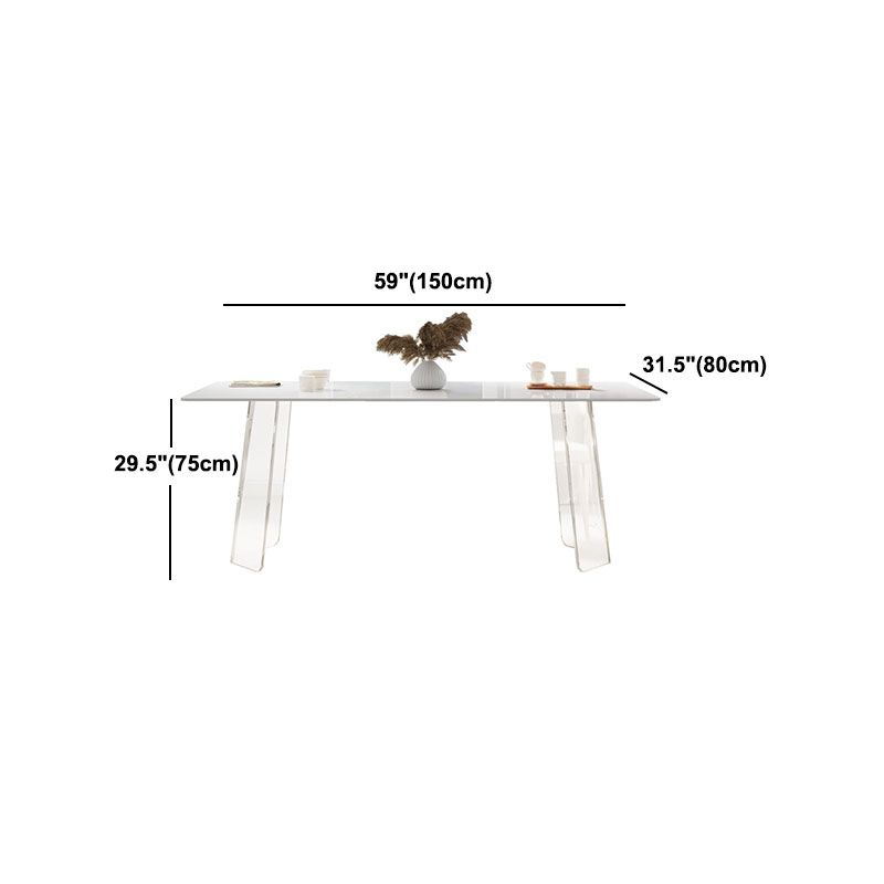 Modern 1/2/5/6 Pieces Acrylic Dining Table Set with White Sintered Stone Top Dinette Set Clearhalo 'Dining Room Sets' 'Dining Tables & Seating' 'dining_room_set' 'furn' 'furn_dining_room_set' 'Furniture' 'furniture_dining_room_set' 'Kitchen & Dining Furniture' 'kitchen&dining_furn' 'kitchen' 1200x1200_baedbe93-2582-412a-a397-596f9bee818d