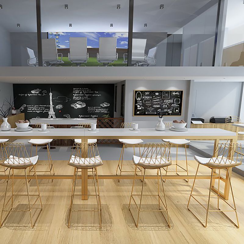 White Glam Style Bar Table in Metal and Wood Bar Indoor Bar Counter Clearhalo 'Bar Furniture' 'Bar Tables' 'bar_tables' 'furn' 'furn_bar_tables' 'Furniture' 'furniture_bar_tables' 'Kitchen & Dining Furniture' 1200x1200_baee2a20-7dd2-439a-83a7-eabcce924ae2