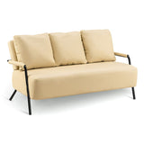 3シーター27.5 "H PUレザーソリッドカラースクエアアームソファリビングルーム