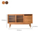 3 Drawer Side Board Adjustable Shelves Pine Solid Wood Credenza with Sliding Door