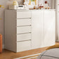 Modern Brown / White Storage Chest Dresser Wooden Combo Dresser with Drawers and Doors