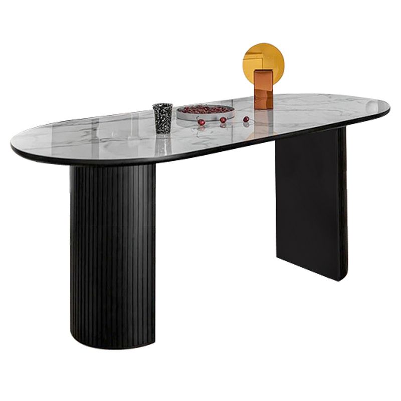 Marble Dining Table Contemporary Style Dining Site Table with Double Pedestal Clearhalo ' dining_table' 'Dining Tables & Seating' 'Dining Tables' 'furn' 'furn_dining_table' 'Furniture' 'furniture_dining_table' 'Kitchen & Dining Furniture' 'kitchen&dining_furn' 'kitchen' 'kitchen_dining_table' 1200x1200_baf308b6-fedb-4afd-a873-dcb82fc672b9