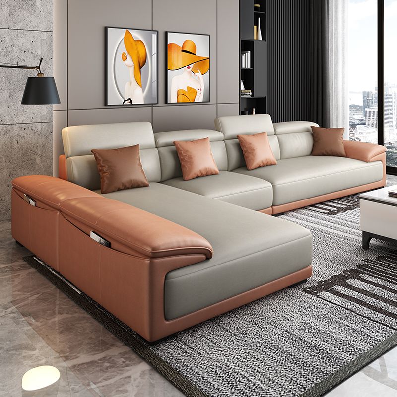 Faux Leather Adjustable Sectional 70"W Contemporary Sectional Sofa with Storage Clearhalo 'furn' 'furn_sectionals' 'Furniture' 'Living Room Furniture' 'Sectionals' 1200x1200_baf30edc-684a-48f4-8583-c93984de070f