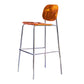 Taburete de barra de metal escandinavo taburete de bar de patio acrílico con base cromada