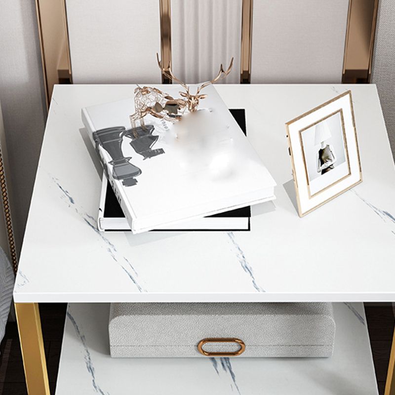 Mesa nocturna de almacenamiento de cajones de mesa de glamour en negro/blanco, 19.7 "de alto