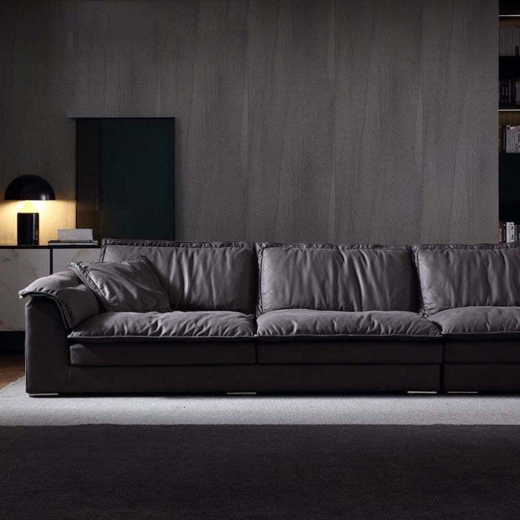 Contemporary Pillow Top Arm Sofa 30.7" H Faux Leather Sofa & Chaise Clearhalo 'furn' 'furn_sectionals' 'Furniture' 'furniture_sectionals' 'Living Room Furniture' 'Sectionals' 1200x1200_bafa556b-3152-42e9-a17b-b8deb3f14ce4