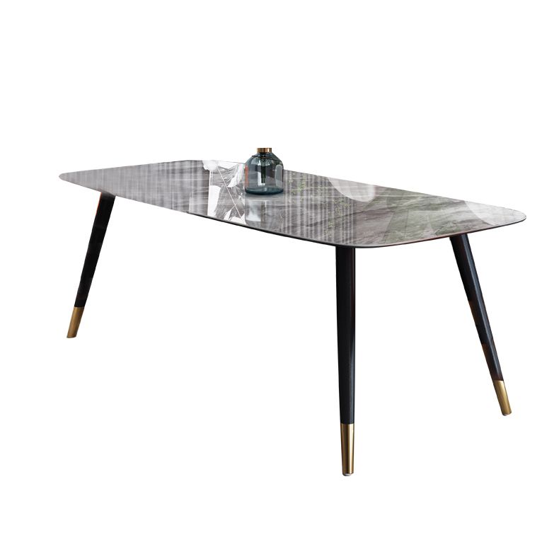 Traditional Luxury Stone Dining Table Rectangle Tripod Base Dining Table