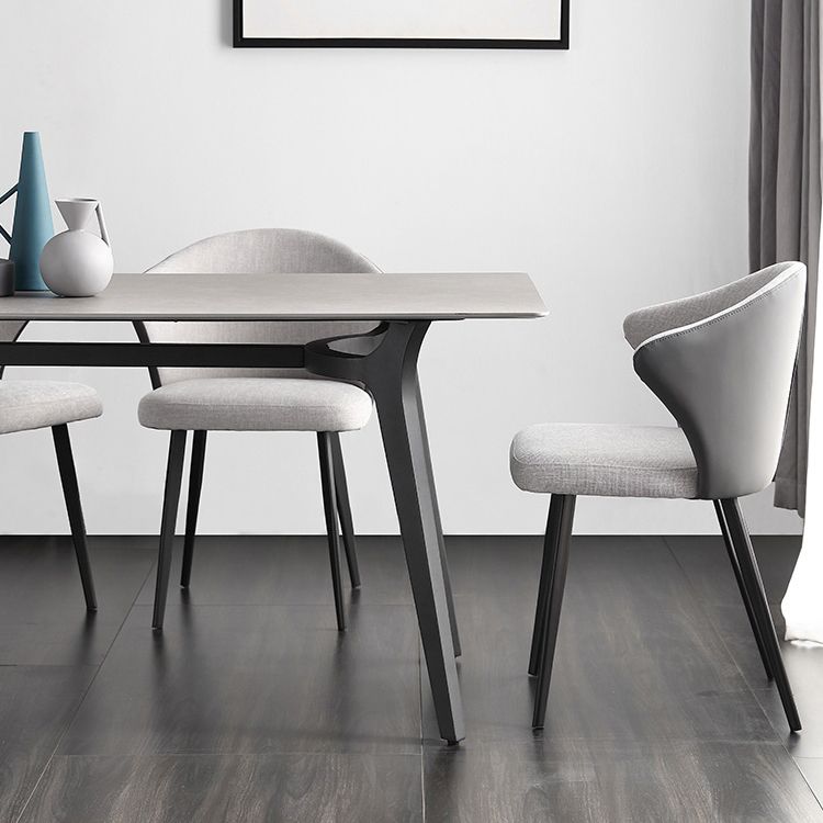 Industrial Style Sintered Stone Dining Table Metallic Base Rectangle Table for Home Clearhalo ' dining_table' 'Dining Tables & Seating' 'Dining Tables' 'Furniture' 'furniture_dining_table' 'Kitchen & Dining Furniture' 'kitchen&dining_furn' 'kitchen' 'kitchen_dining_table' 1200x1200_bafe6e1b-9022-4c98-b3d8-9182dae27f21